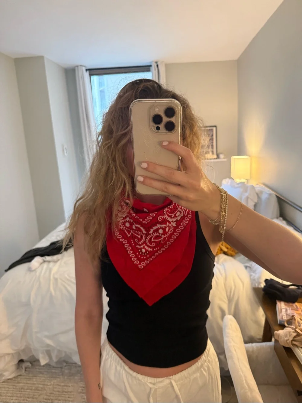 Free People Red Paisley Kerchief Scarf